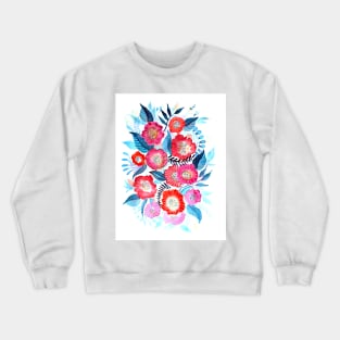 Red and Blue Watercolor Painting Crewneck Sweatshirt